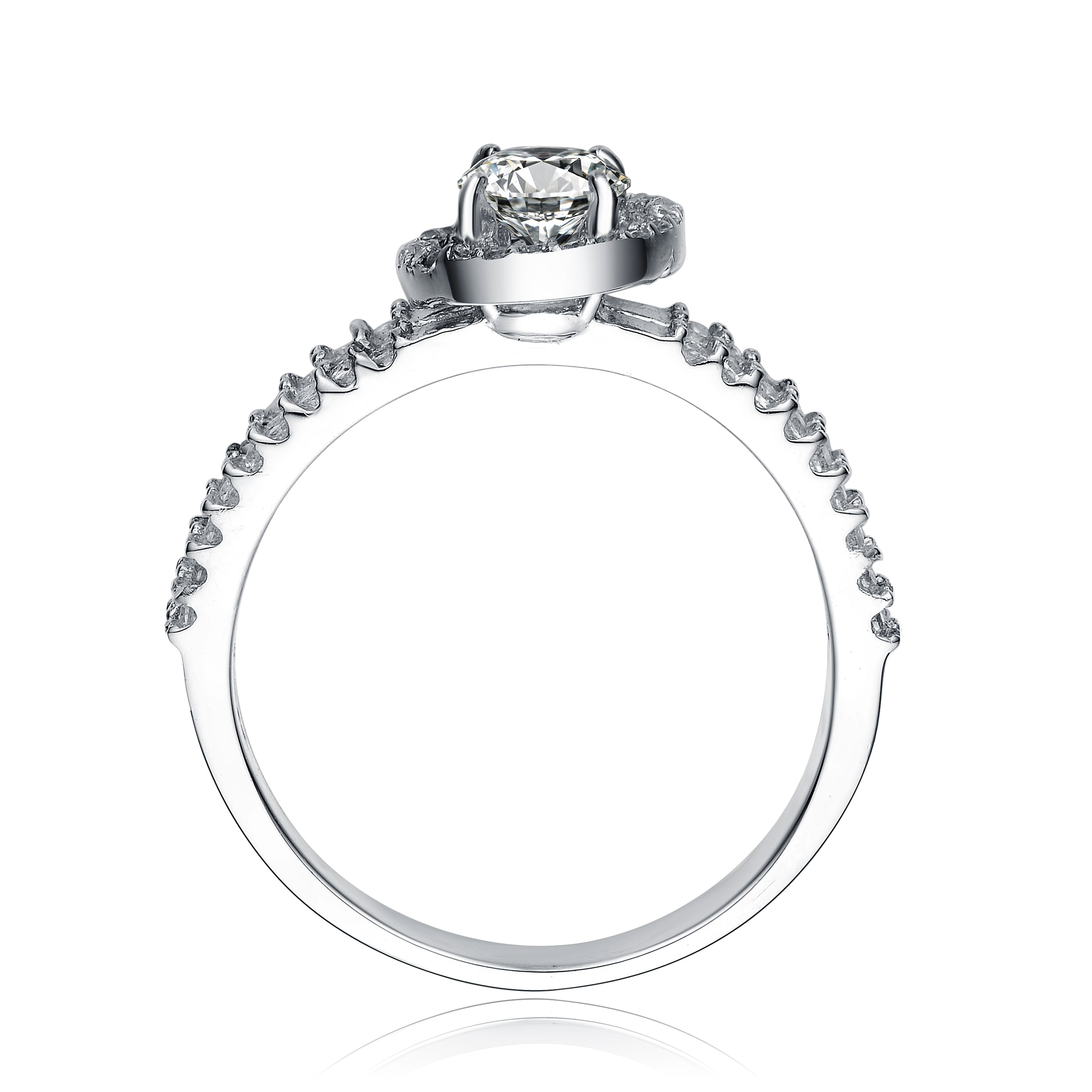 Dominique Two Row Solitaire Halo Ring GENEVIVE