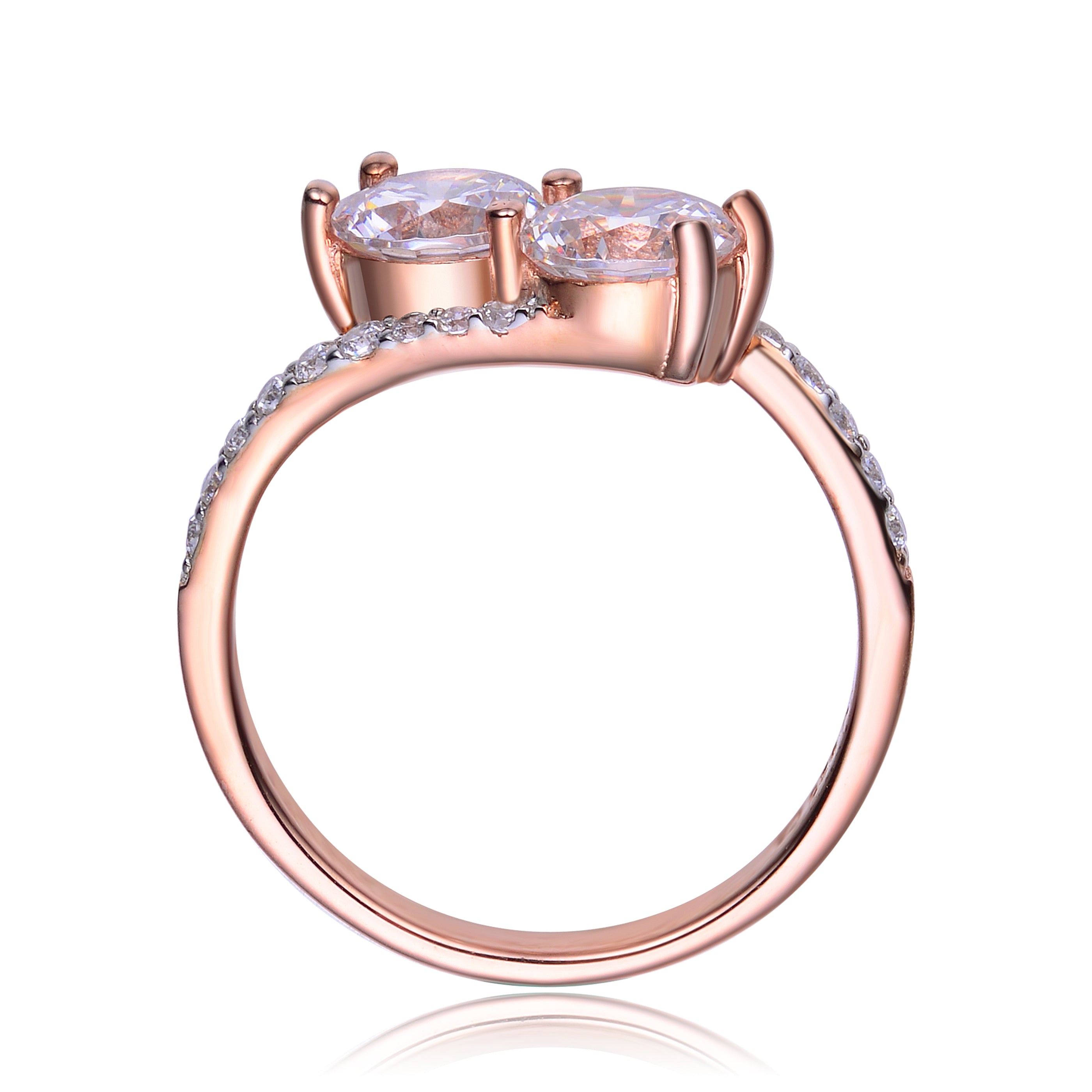 Rochelle Two Tanzanite Blue Round Partial Pave Twisted Style Ring GENEVIVE