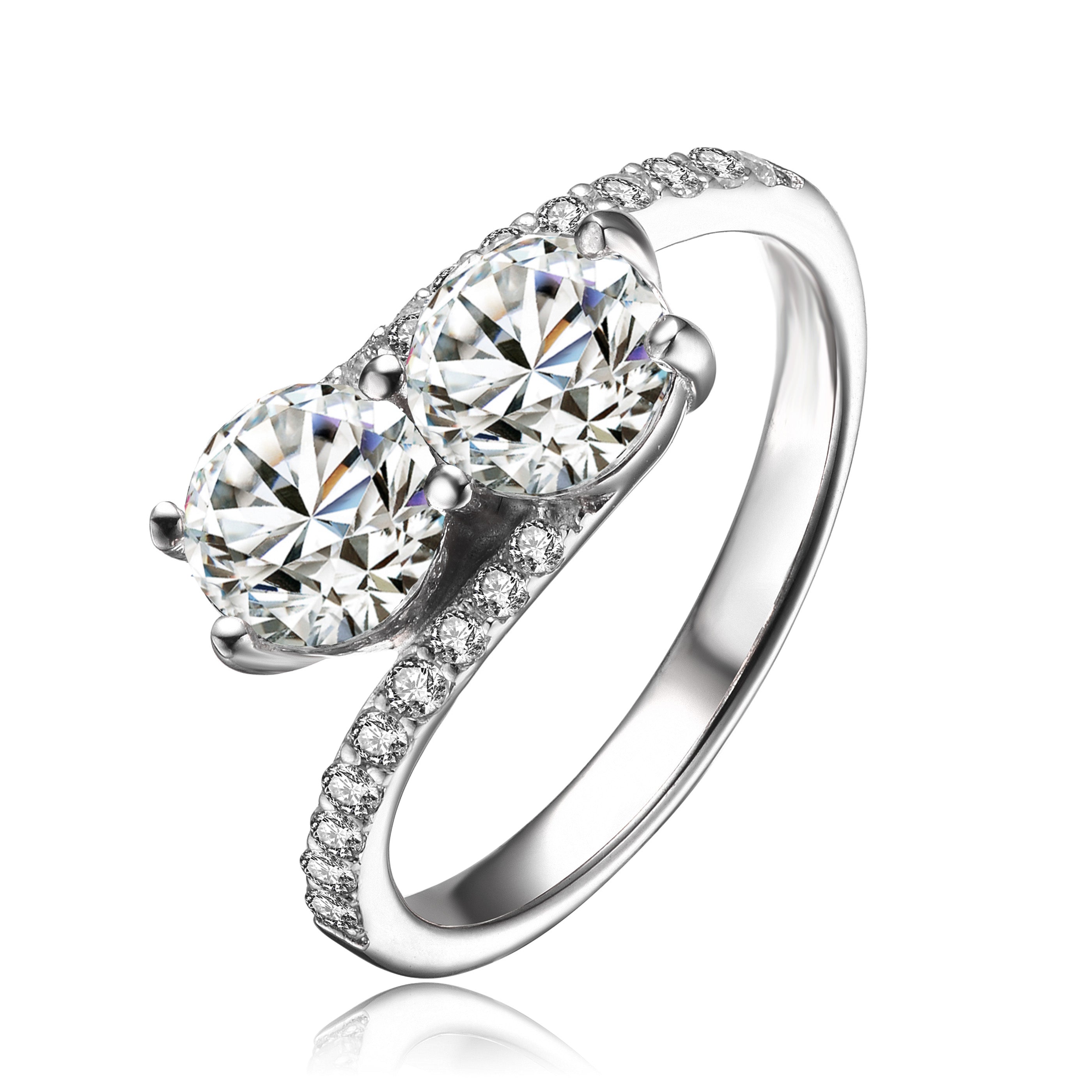 Rochelle Two Tanzanite Blue Round Partial Pave Twisted Style Ring GENEVIVE
