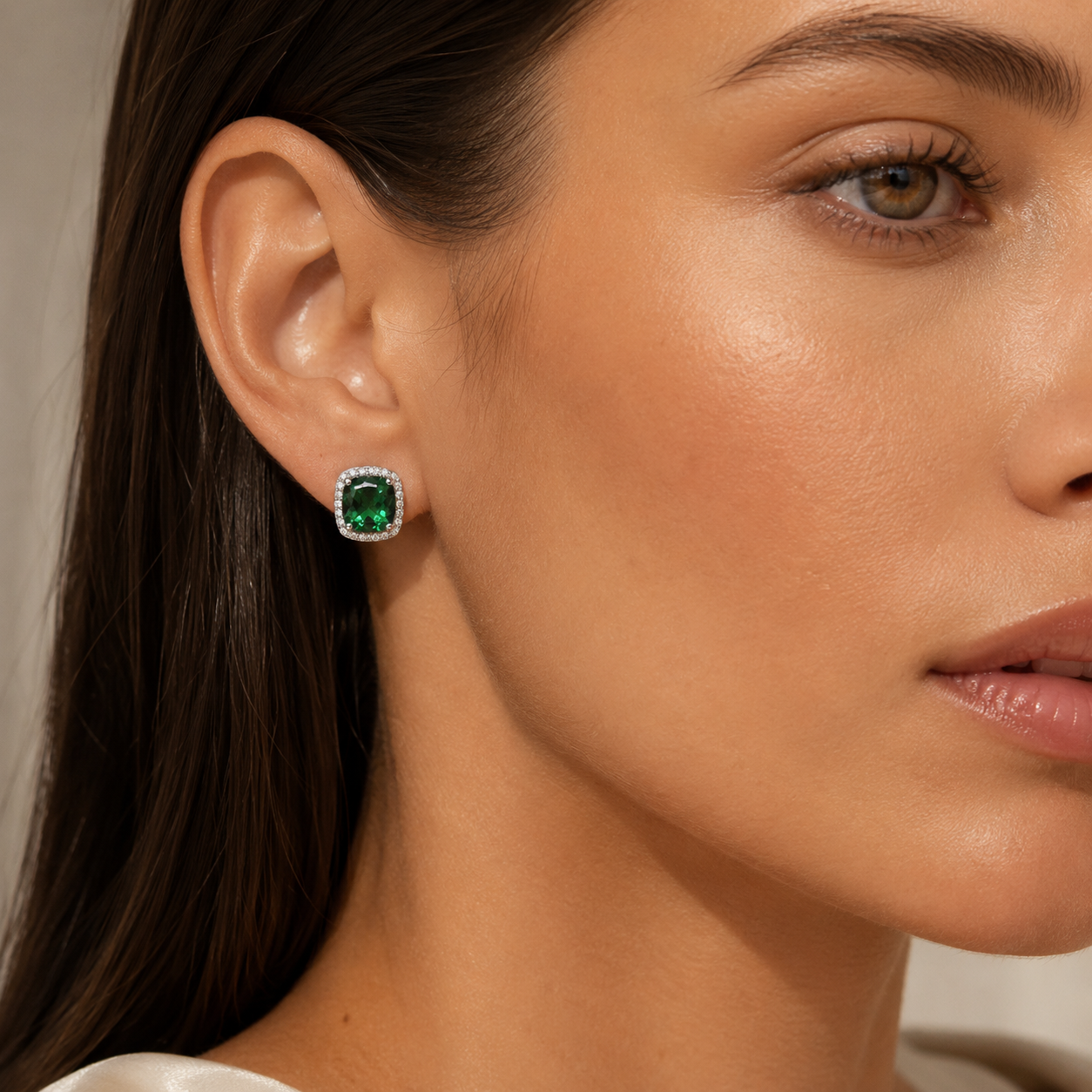 Renée Demi Square Button Earrings Genevive