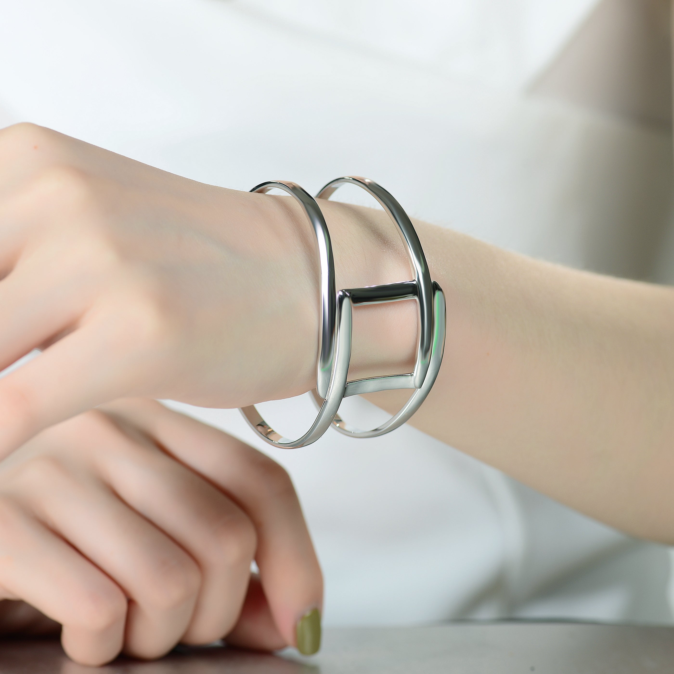 Colette Interlaced Silver Geometric Bracelet Genevive