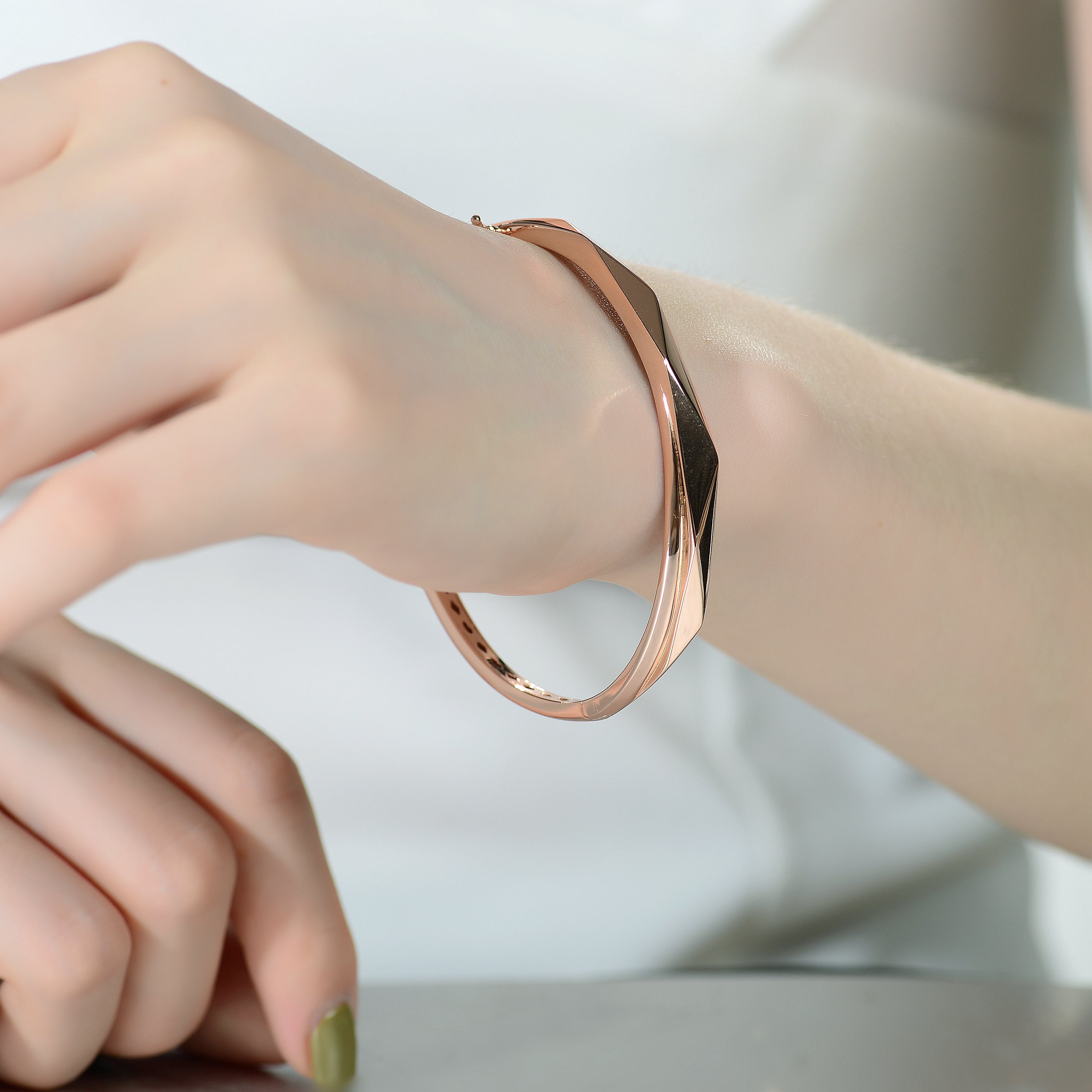Vilette Rose Gold Geometric Bangle Bracelet GENEVIVE