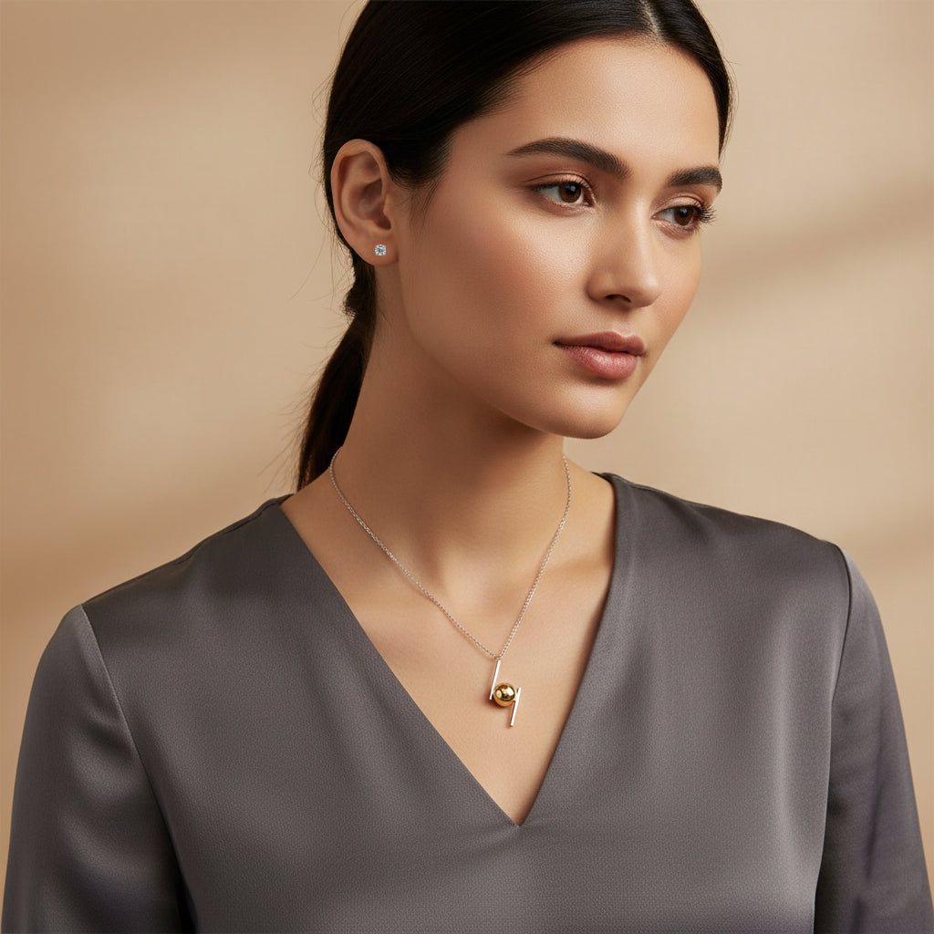 Isabelle Asymmetrical Bar Couture Design Necklace GENEVIVE