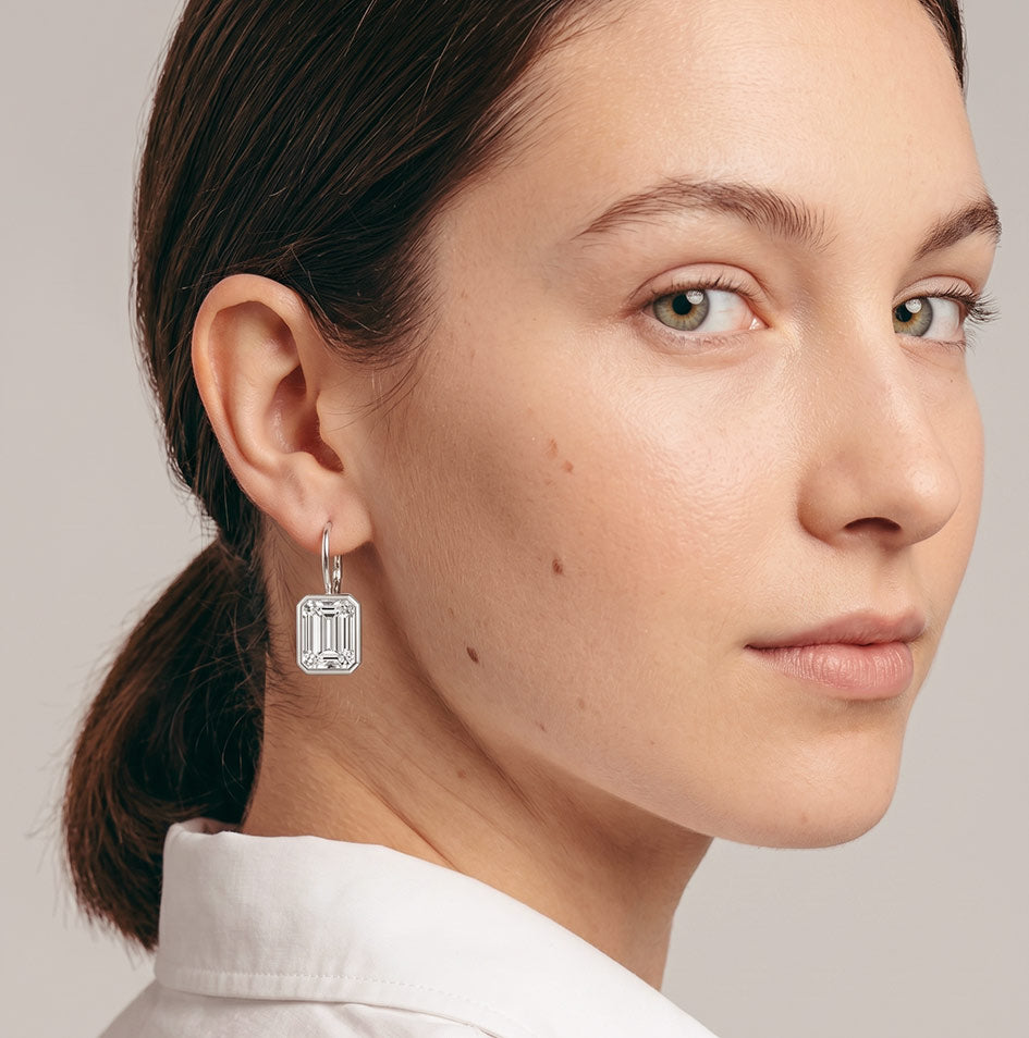 Caroline Baguette Demi Rectangle Leverback Earrings GENEVIVE