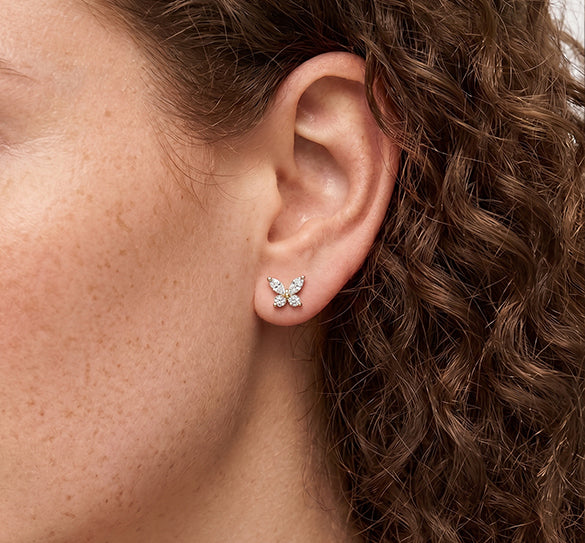 Marie Couture Flower Butterfly Stud Earrings GENEVIVE