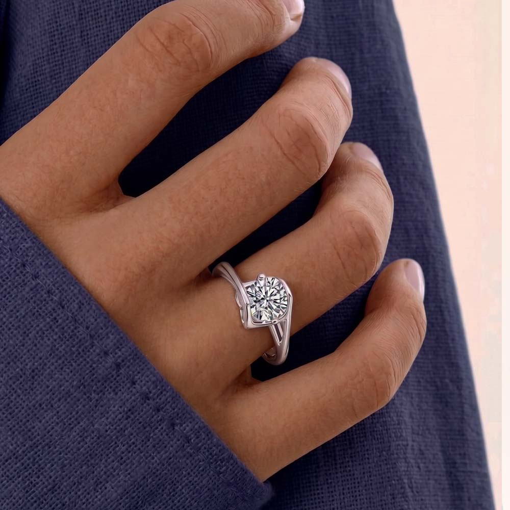 Helene Solitaire Bypass Moissanite Twist Ring GENEVIVE