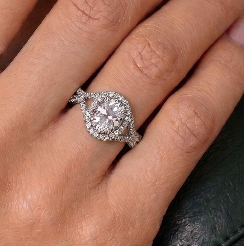 Henriette Solitaire Couture Halo Ring GENEVIVE