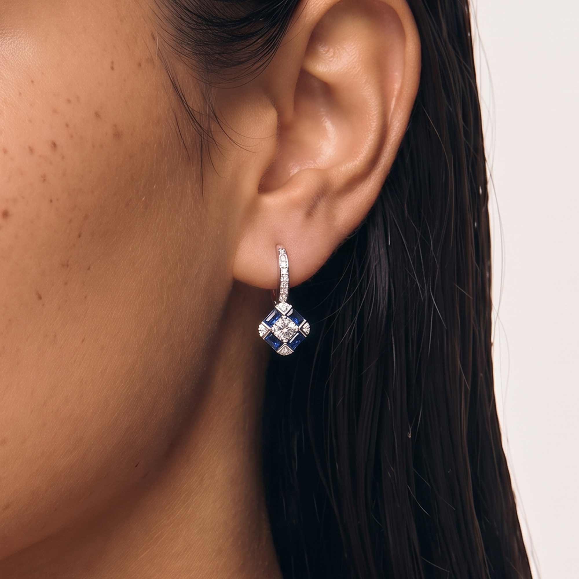 Manon Sapphire Couture Leverback Earrings GENEVIVE