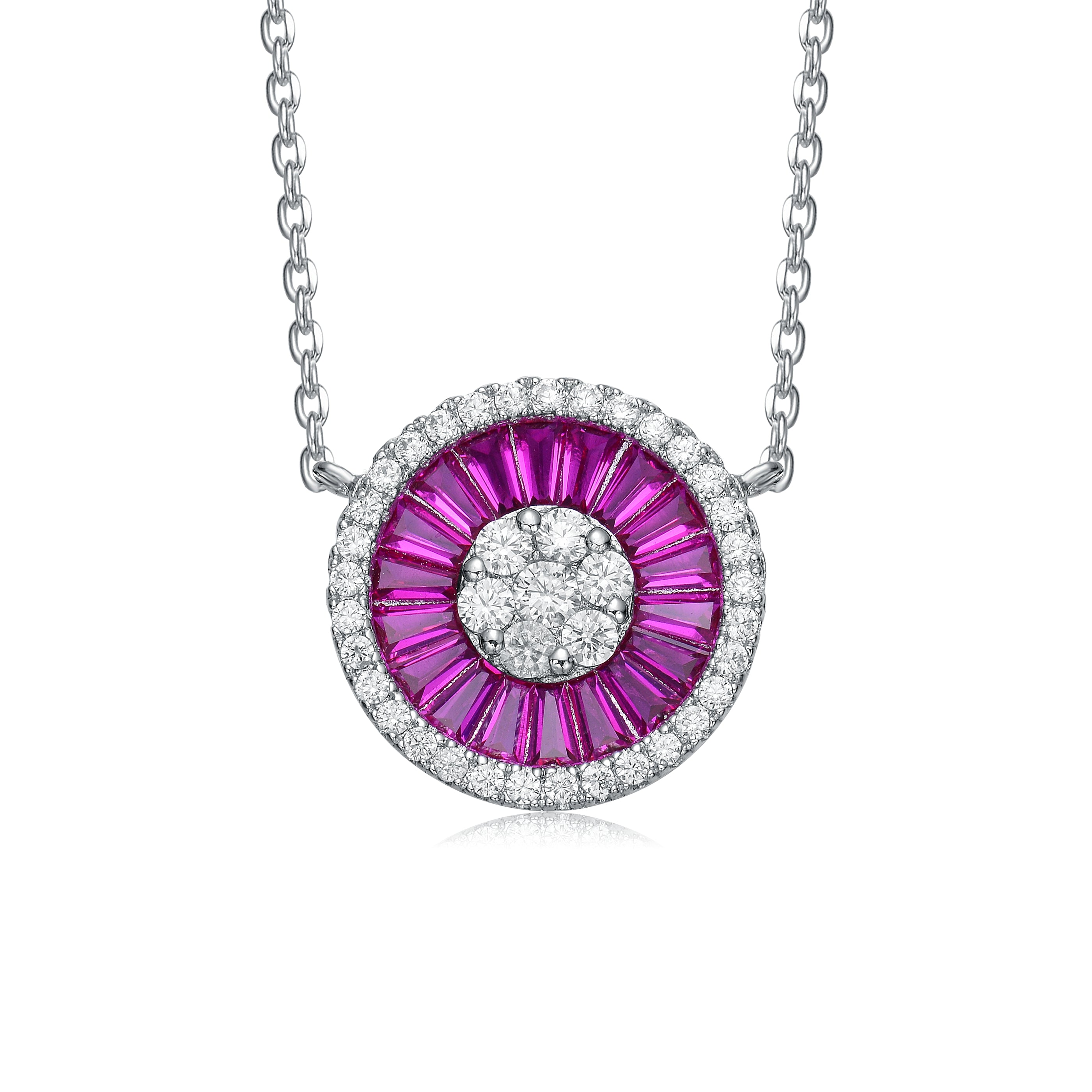 Corinne Round Pavé Pendentif Necklace GENEVIVE