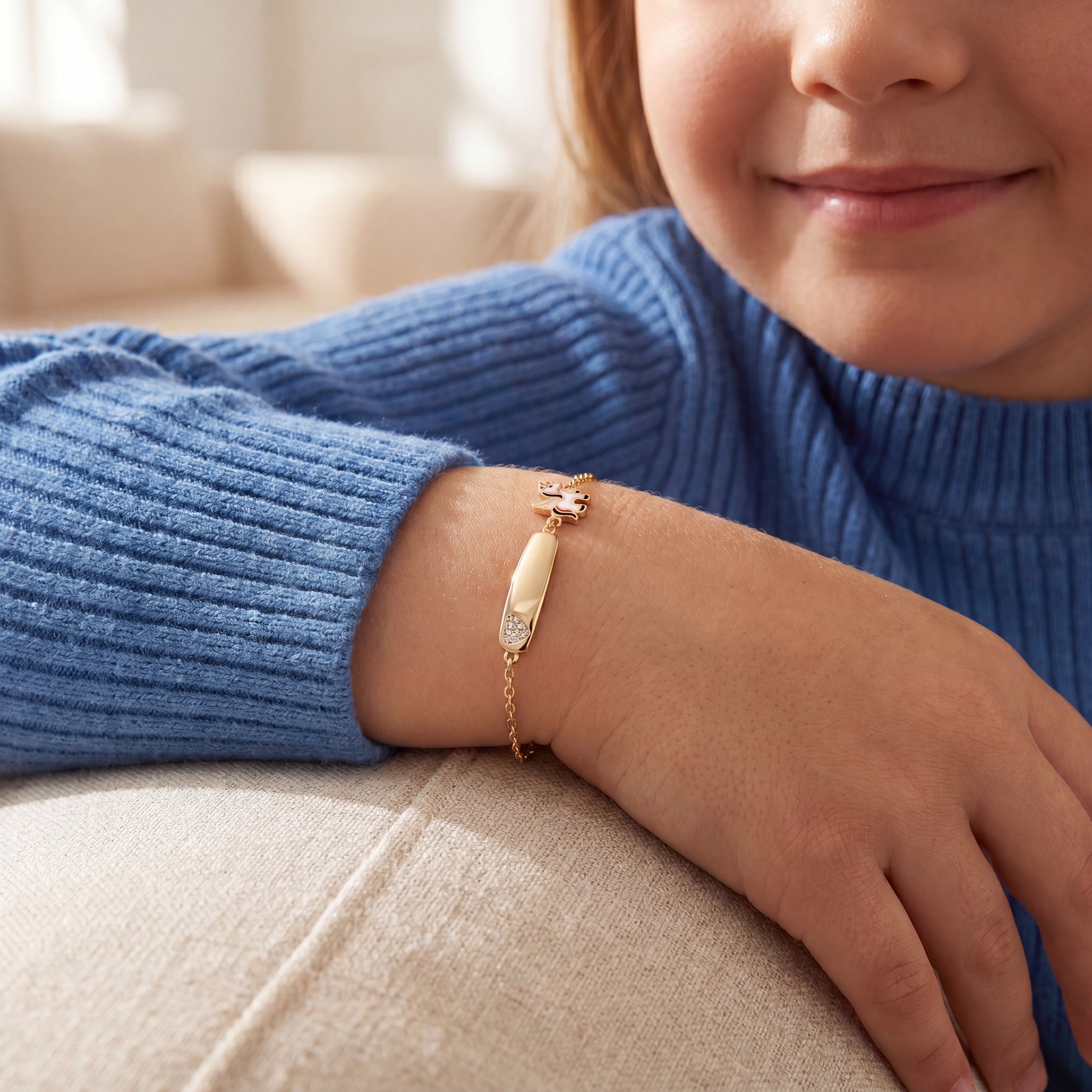 Kids 14K Gold Plated with Multi-Enamel Bar & Pony Bracelet GENEVIVE