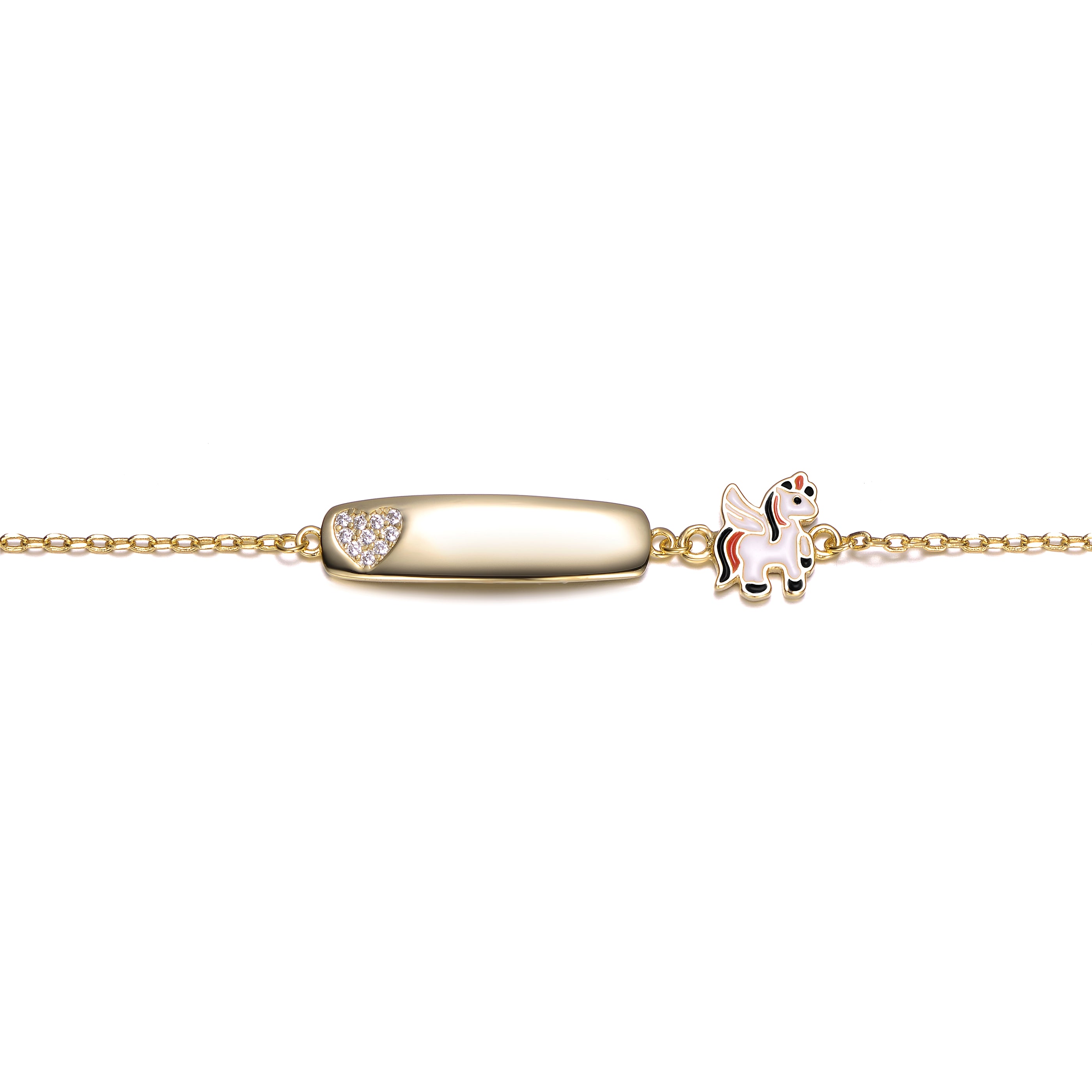 Kids 14K Gold Plated with Multi-Enamel Bar & Pony Bracelet GENEVIVE