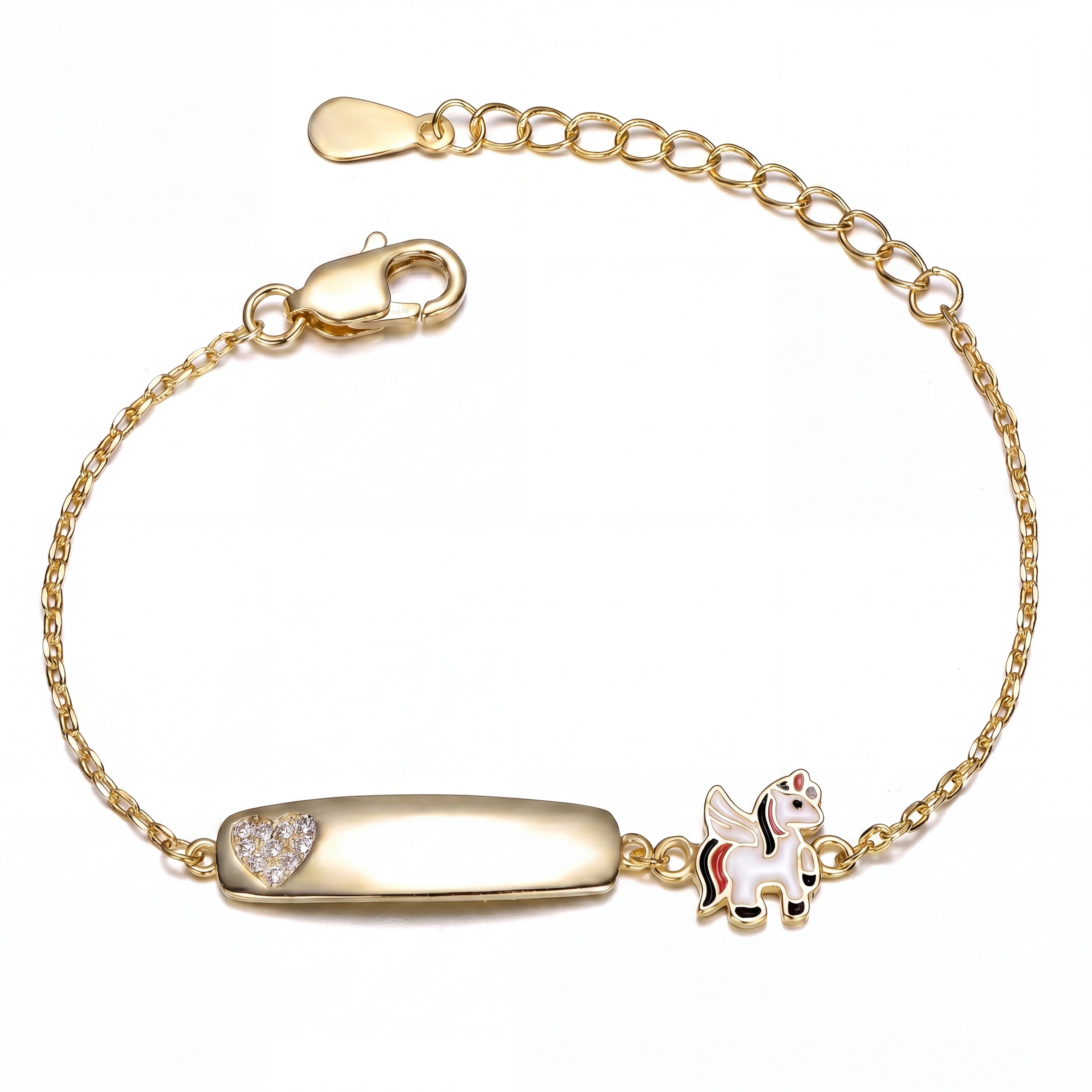 Kids 14K Gold Plated with Multi-Enamel Bar & Pony Bracelet GENEVIVE