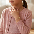 Kids 14K Gold Plated Holo & Solid Hearts Station Bracelet GENEVIVE