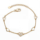 Kids 14K Gold Plated Holo & Solid Hearts Station Bracelet GENEVIVE