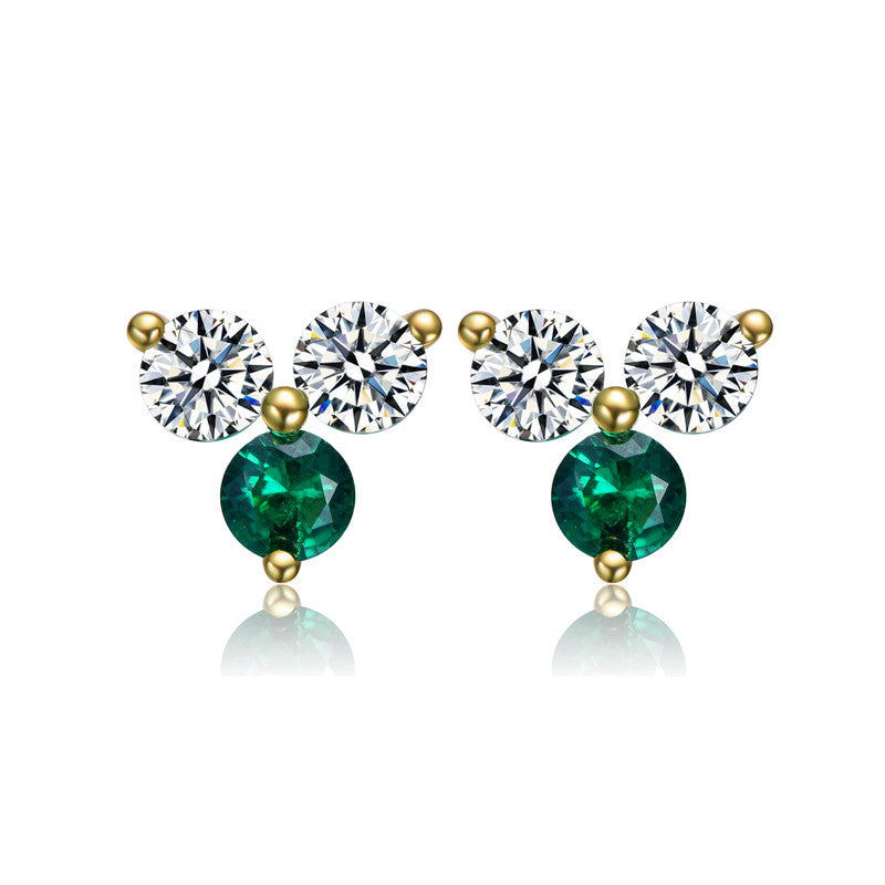 Catalina Color Three-Stone Stud Earrings Genevive
