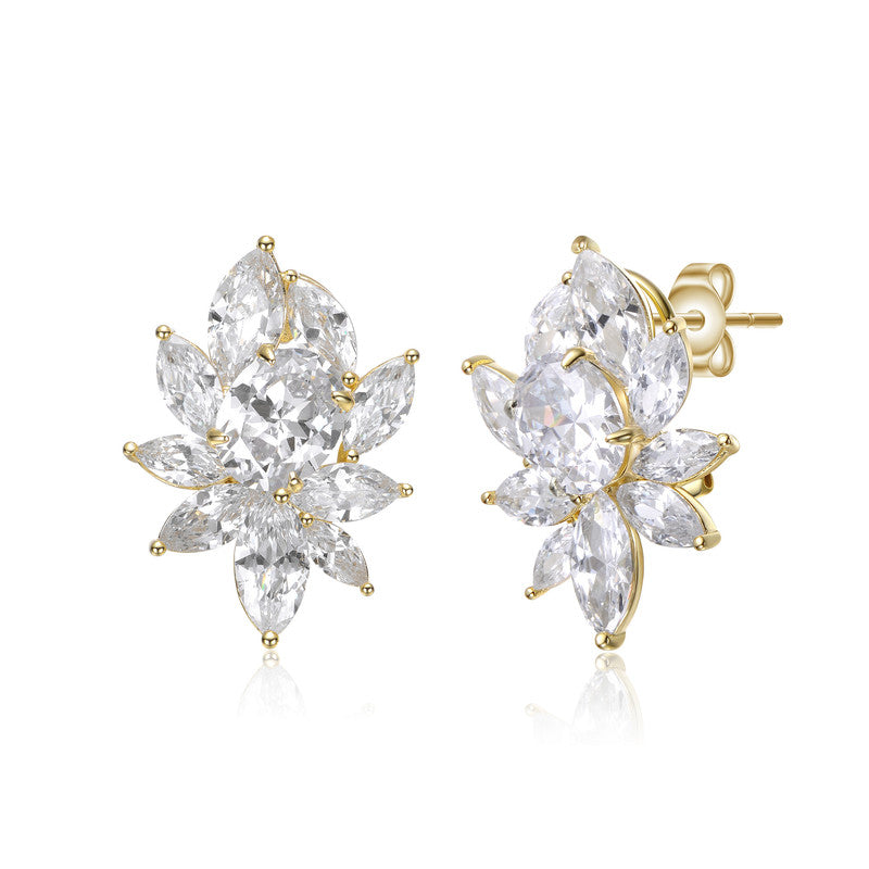 Elara Leaf Cluster Stud Earrings Genevive