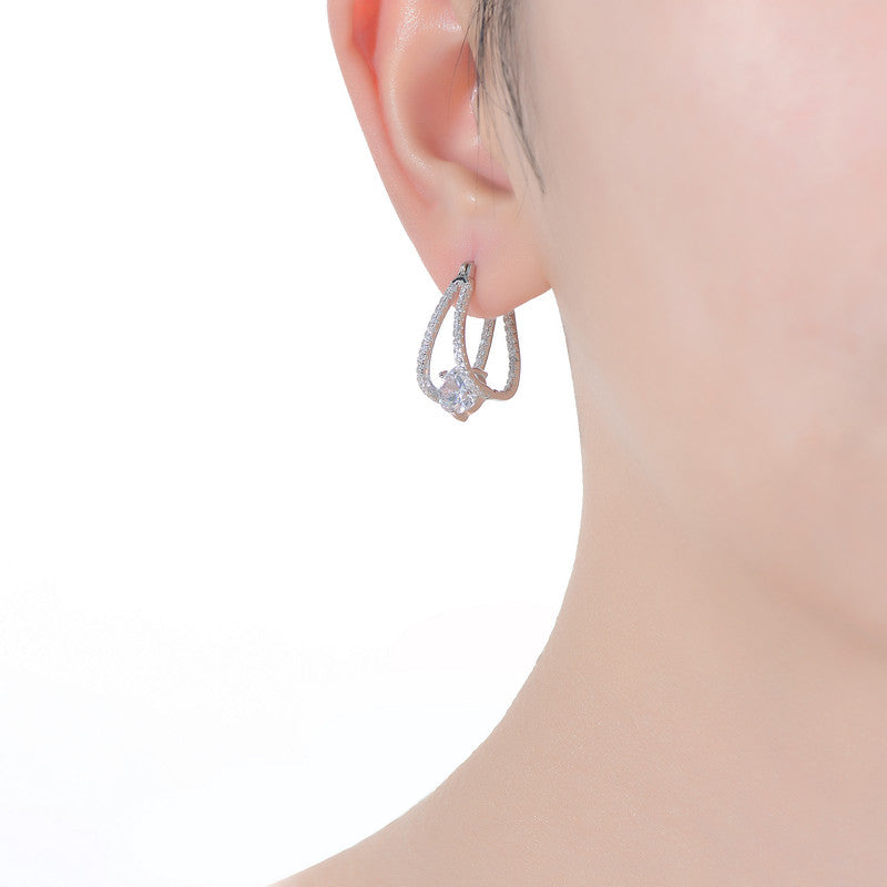 Simone Trapeze Solitaire Hoop Earrings Genevive
