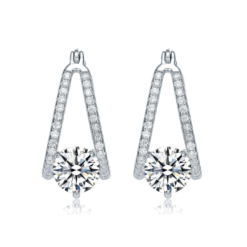 Simone Trapeze Solitaire Hoop Earrings Genevive