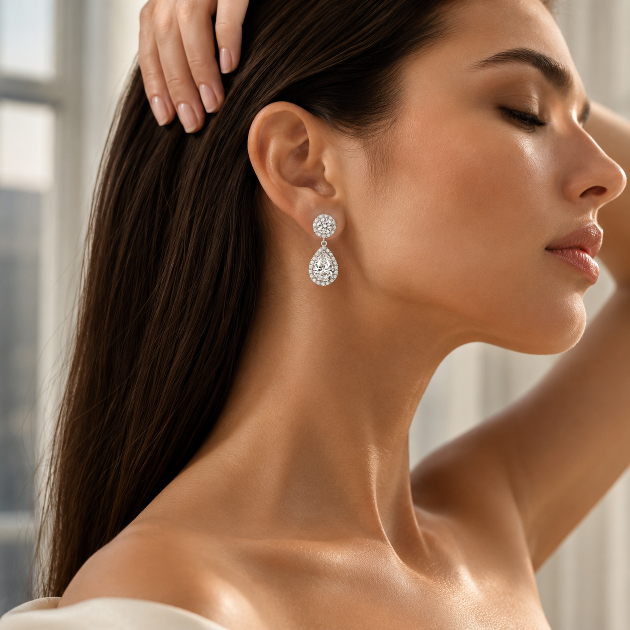 Constance Round and Teardrop Earrings GENEVIVE