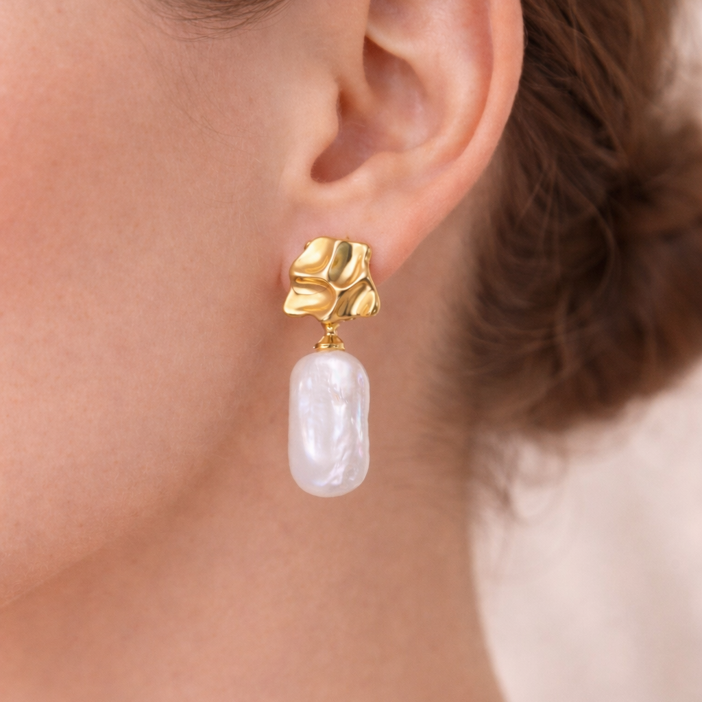 Coralie Boho Couture Pearl Dangle Earrings GENEVIVE