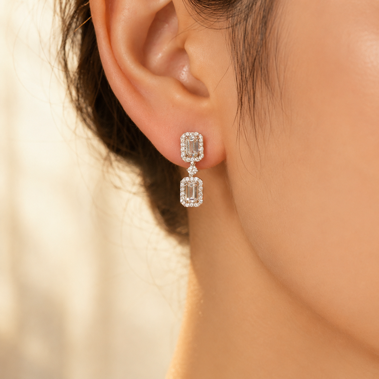 Déco Duble Square Drop Earrings GENEVIVE