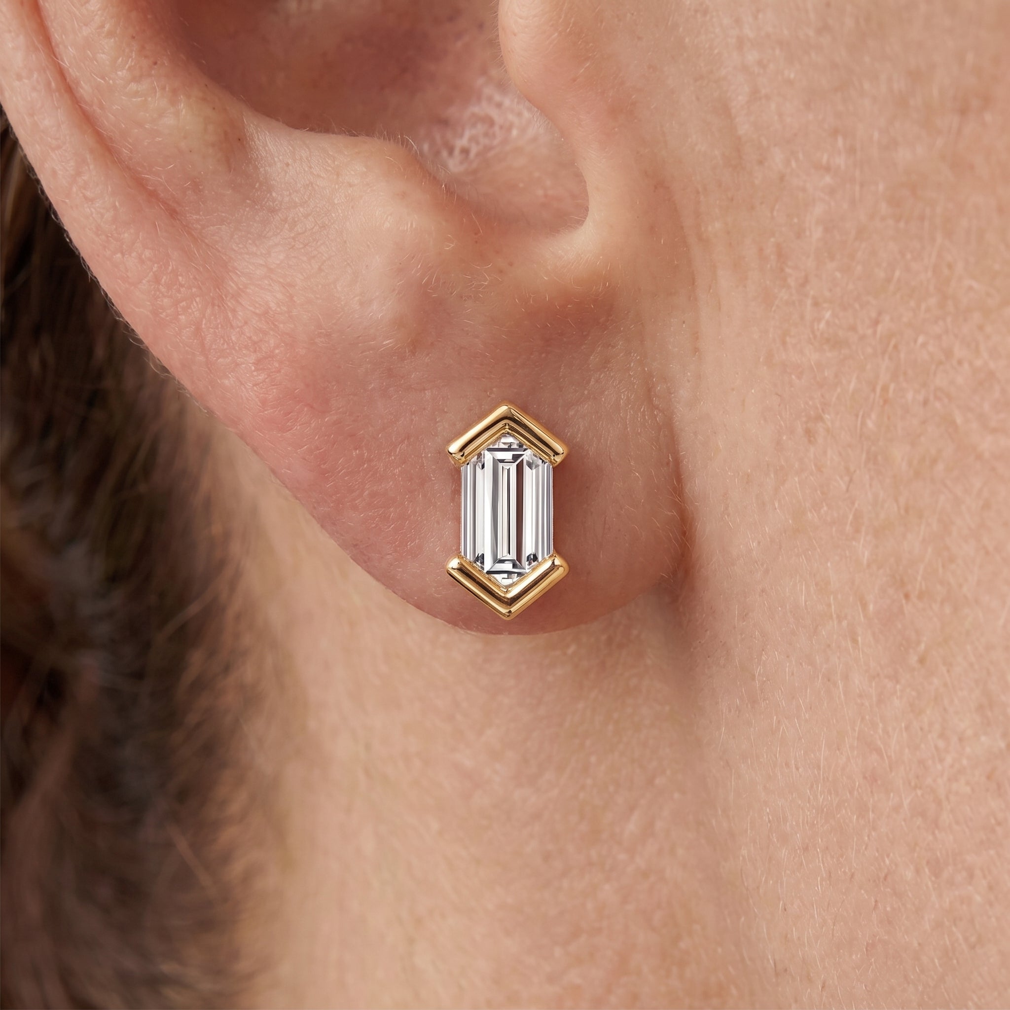 Deco Mini Baguette Couture Geometric Stud Earrings GENEVIVE