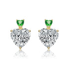 Sterling Silver 14k Gold Plated with Colored Cubic Zirconia Two-Stone Heart Dangle Earrings GENEVIVE