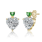 Sterling Silver 14k Gold Plated with Colored Cubic Zirconia Two-Stone Heart Dangle Earrings GENEVIVE