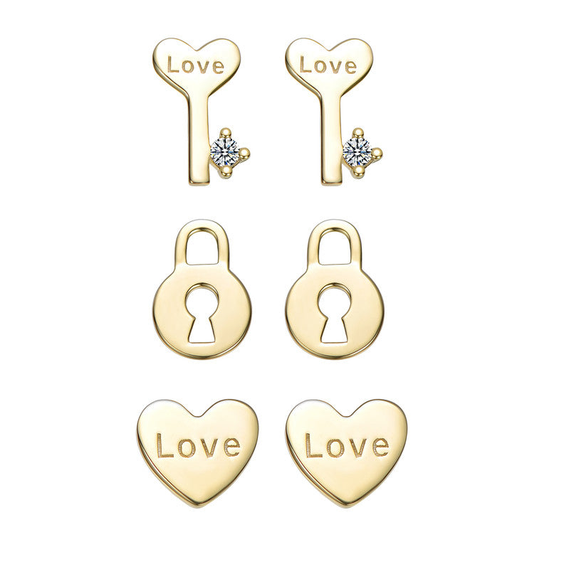 Eliana Love Lock Stud Set GENEVIVE