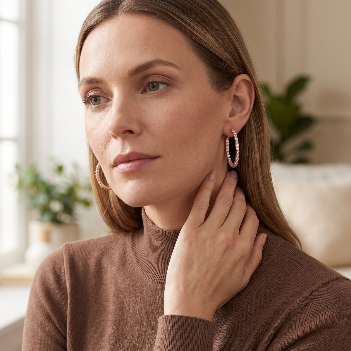 Sylvie Pave Hoop Earrings GENEVIVE