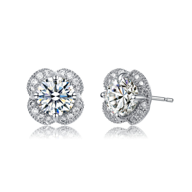 Roselle Floral Halo Stud Earrings Genevive