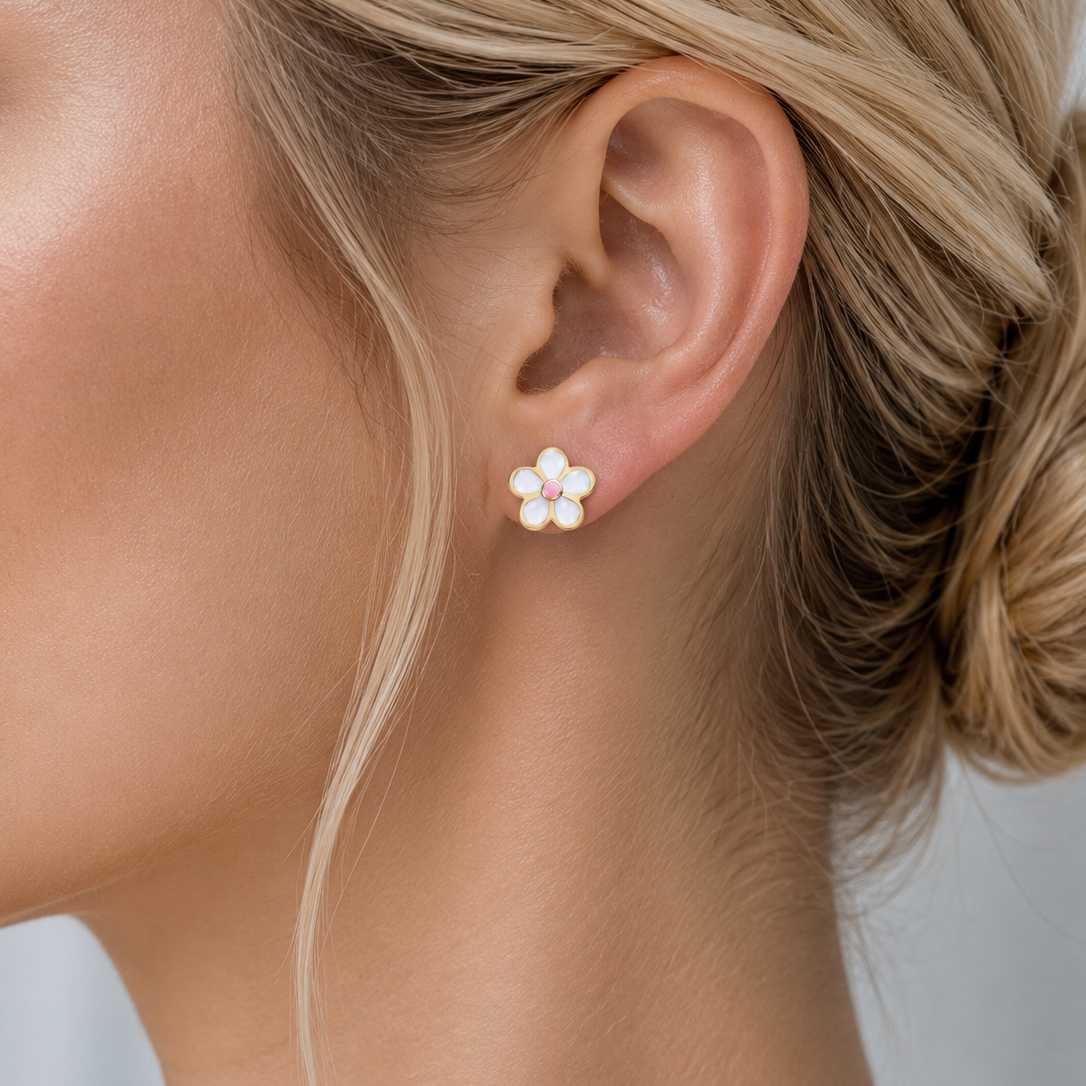 Estelle Flower Screw Back Earrings GENEVIVE