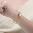Brigitte Coeur Golden Chain Pearl Heart Bracelet GENEVIVE