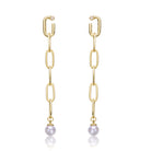 Delphine Golden Link Pearl Dangle Earrings GENEVIVE