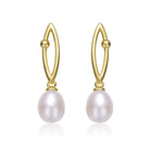 Delphine Pearl Golden Almond Earrings GENEVIVE