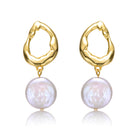 Brigitte Boho Golden Circle Pearl Earrings GENEVIVE