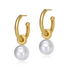 Delphine Golden Pearl Mini Hoop Earrings GENEVIVE