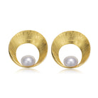 Delphine Brushed Sphere Golden Pearl Earrings GENEVIVE