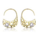 Delphine Boho Golden Pearl Hook Earrings GENEVIVE
