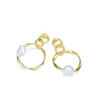Brigitte Double Golden Ribbon Pearl Earrings GENEVIVE