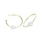 Brigitte Golden Pearl Thin Hoop Earring GENEVIVE