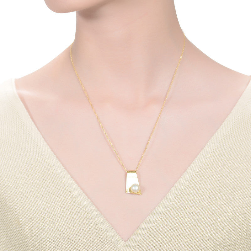 Delphine Pearl Rectangle Pendant Necklace GENEVIVE