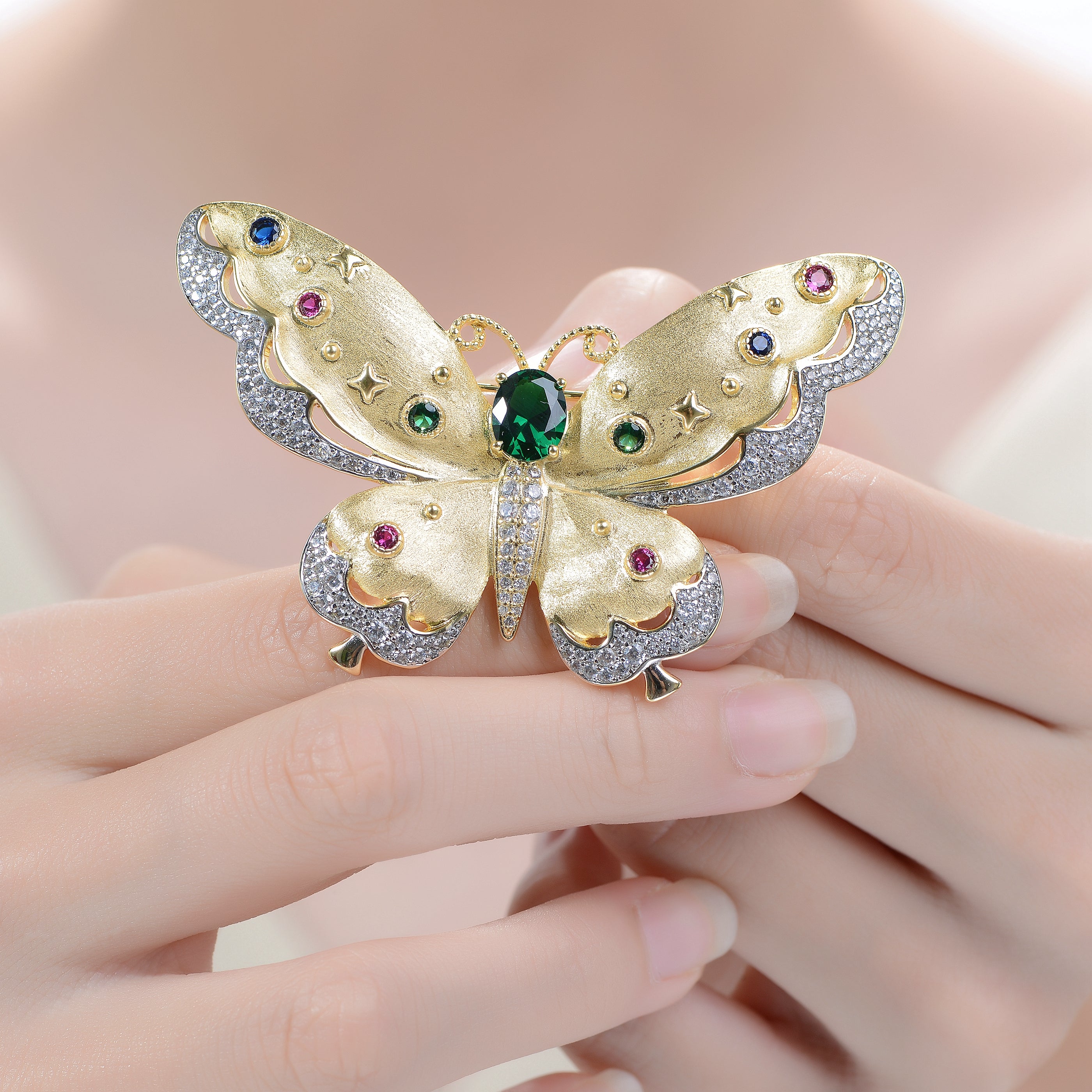 Jacqueline Elaine Golden Butterfly Brooch GENEVIVE