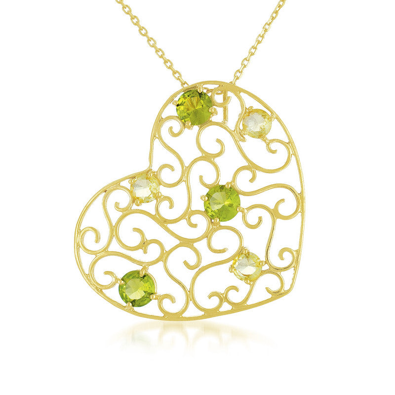 Fabienne Peridot Heart Necklace GENEVIVE