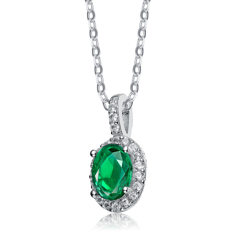 Fabienne Green Oval Necklace GENEVIVE