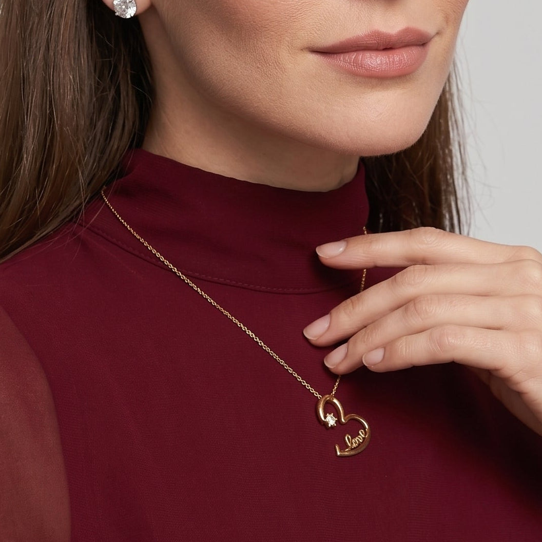 Louise Golden Love Solitaire Heart Last Pair Necklace GENEVIVE