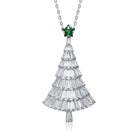 Les Hauderes Christmas Tree White and Emerald Green Pendant/Brooch GENEVIVE