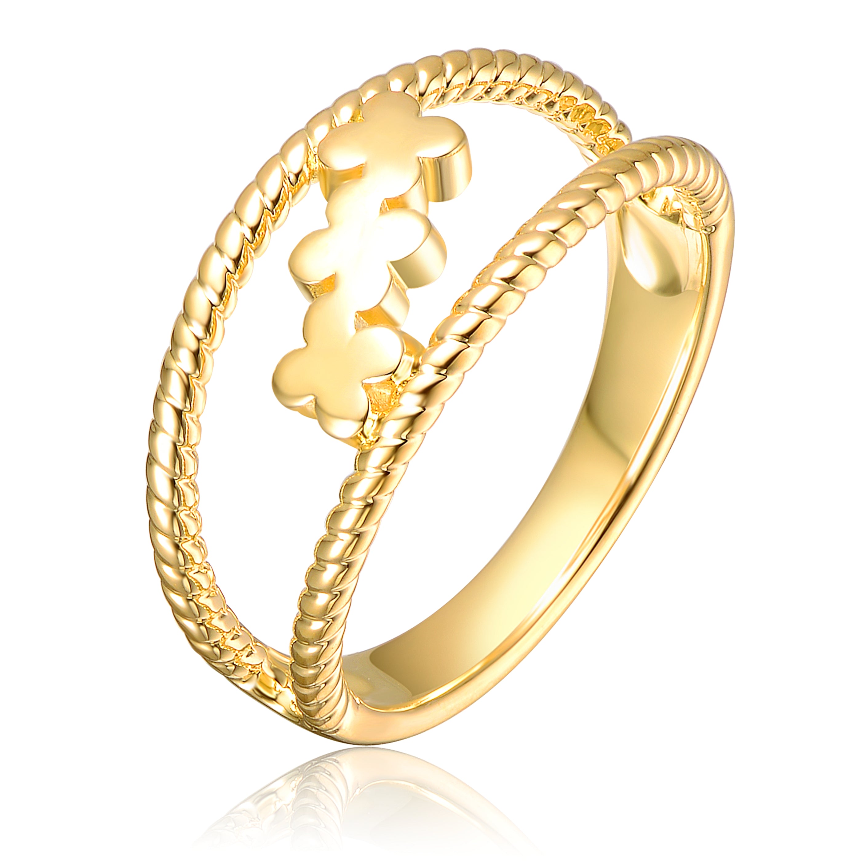 14K Gold Plated Statement Bridge Ring GENEVIVE