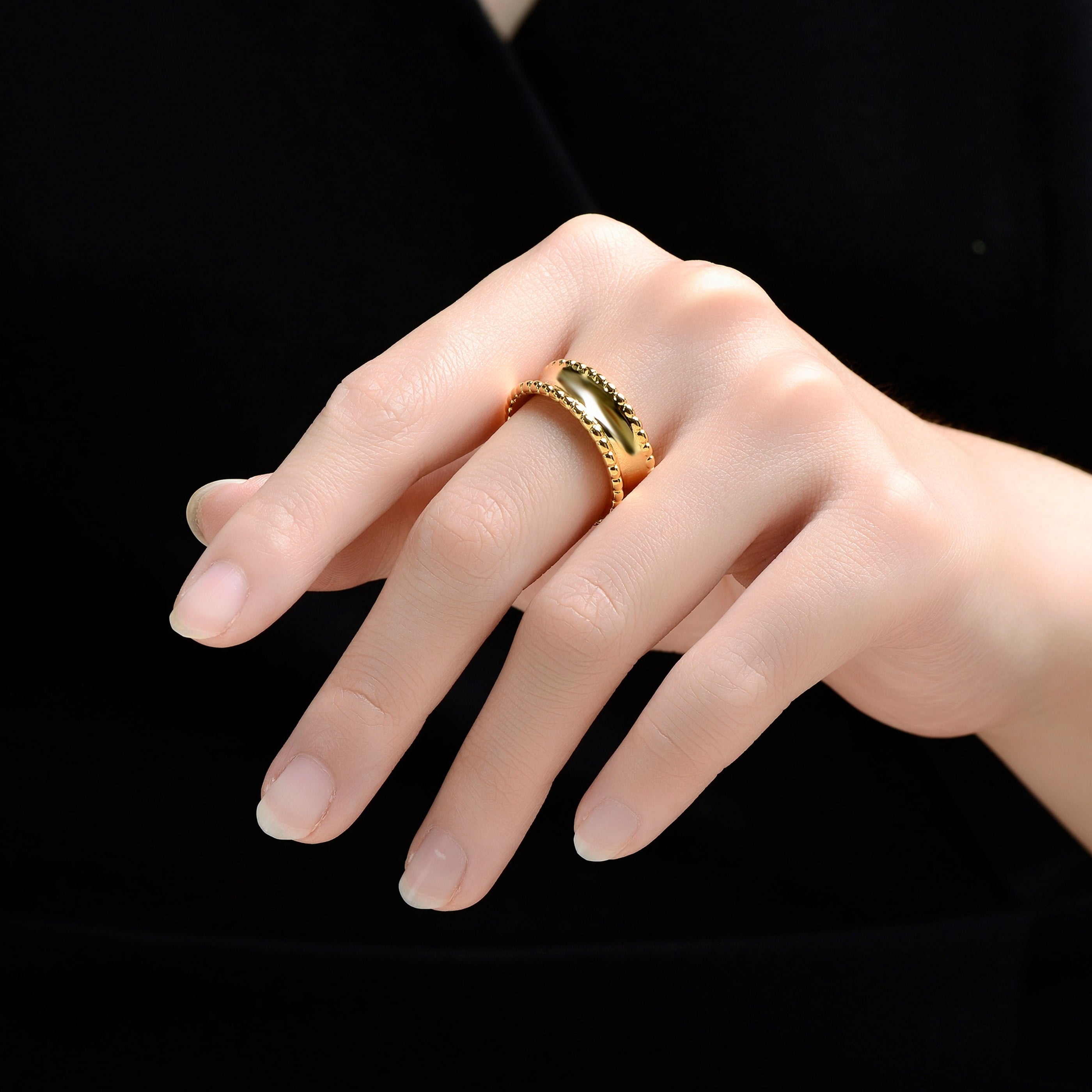 14K Gold Plated Band Ring GENEVIVE