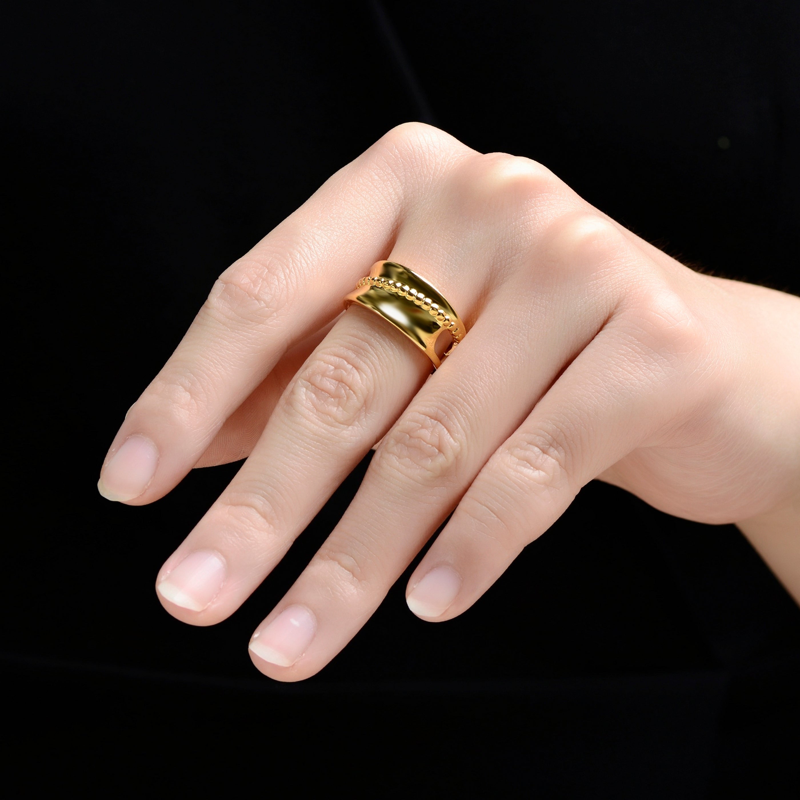 14K Gold Plated Textured Ring GENEVIVE
